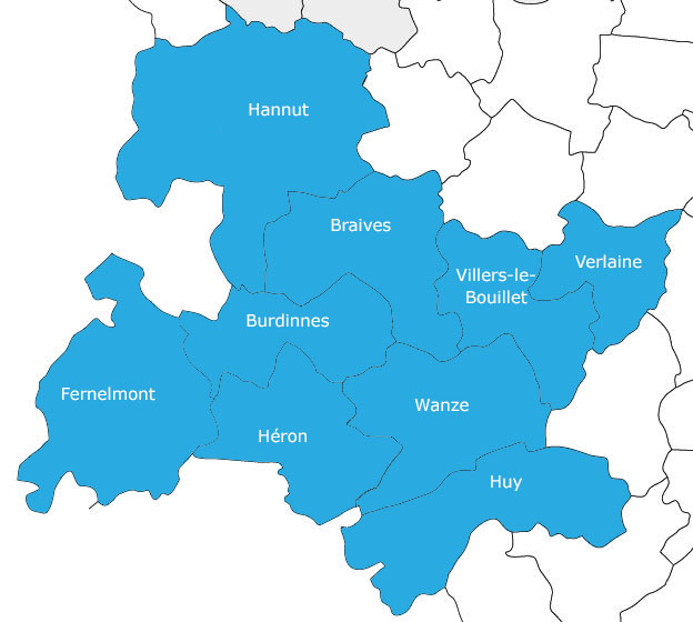 Carte du territoire couvert par le sevice de gardes-malades